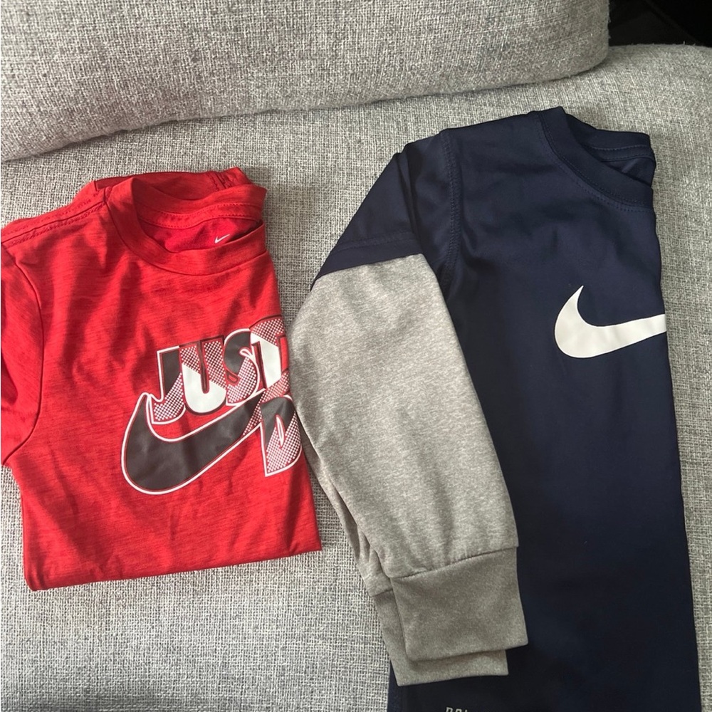 Nike Kids bundle Red shirt sleeve and Navy long Sleeve Tees